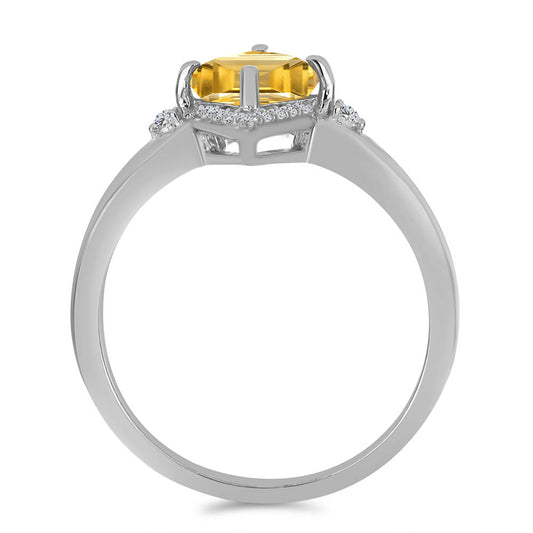 Silberring mit Zitrin aus dem Ural und weißem Topas