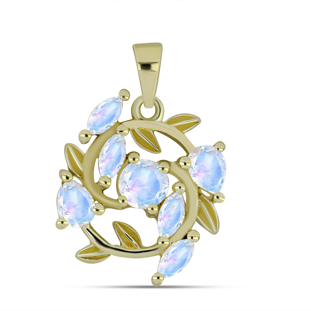 Goldplattierter Silberanhänger mit Regenbogenmondstein 1