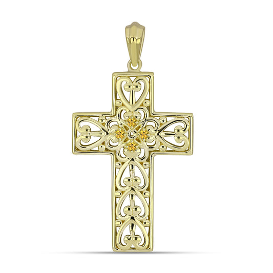 Goldplattierter Silberanhänger mit Zitrin aus dem Ural