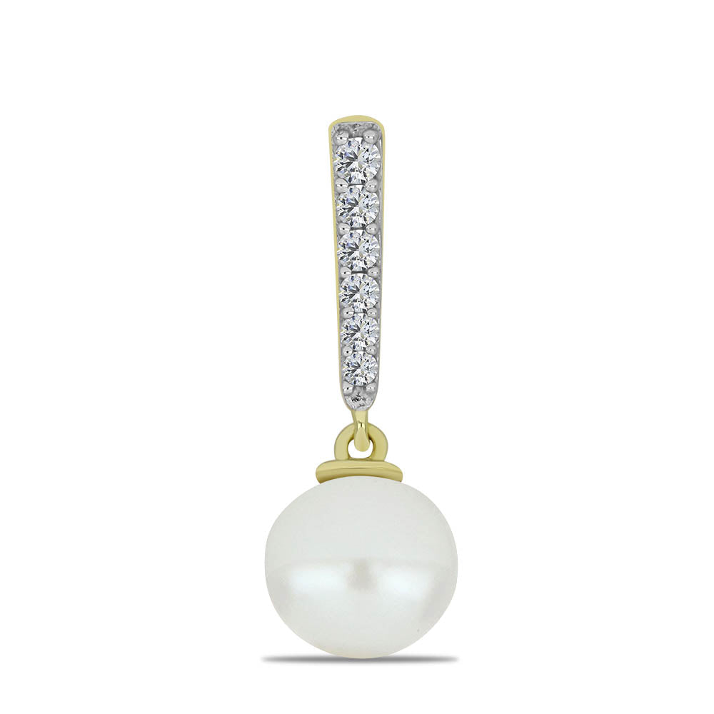 Goldplattierter Silberanhänger mit weißer Süßwasserperle und weißem Topas