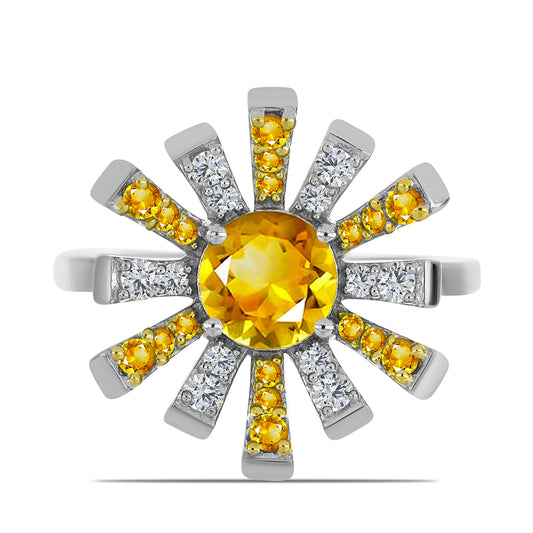 Silberring mit Zitrin aus dem Ural