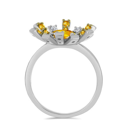 Silberring mit Zitrin aus dem Ural