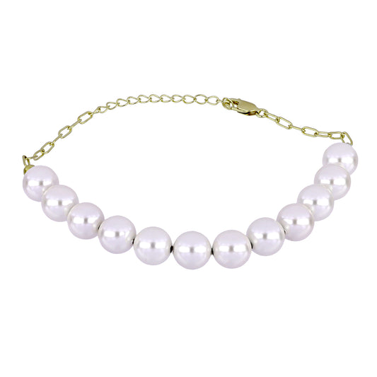Goldplattiertes Silberarmband mit weißer Süßwasserperle