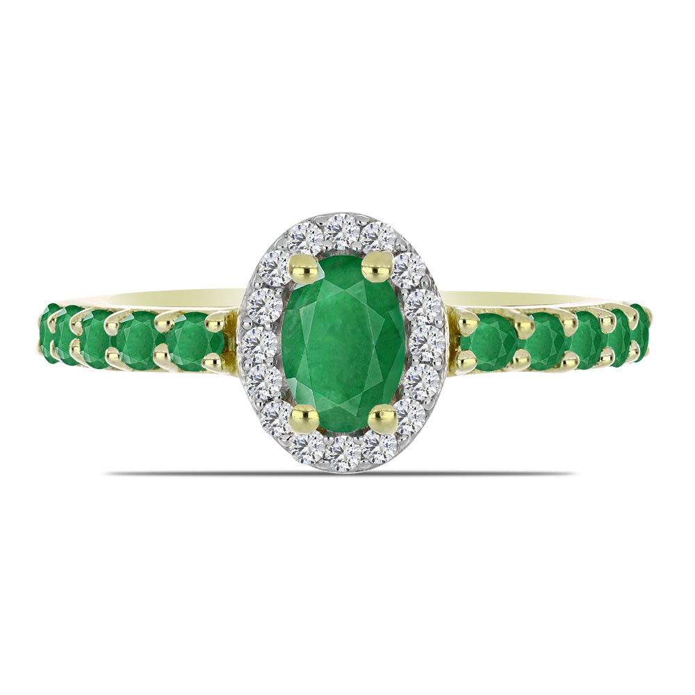 Goldplattierter Silberring mit sambischem Smaragd und weißem Topas 1