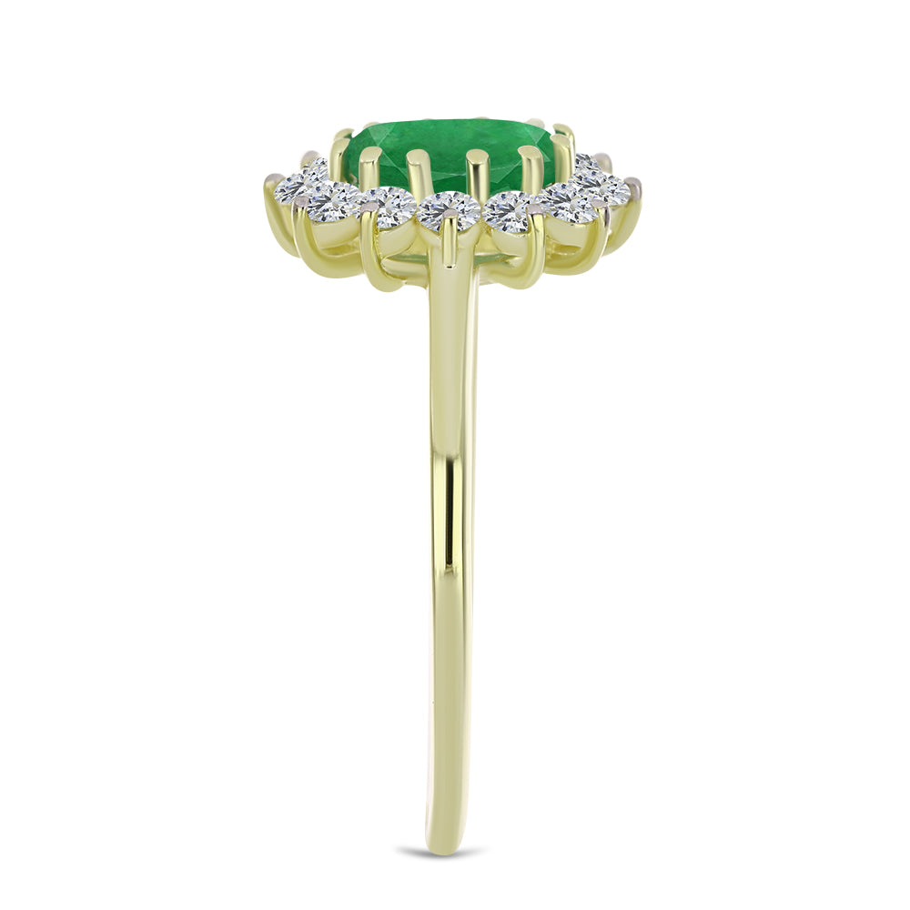 Goldplattierter Silberring mit sambischem Smaragd und weißem Topas