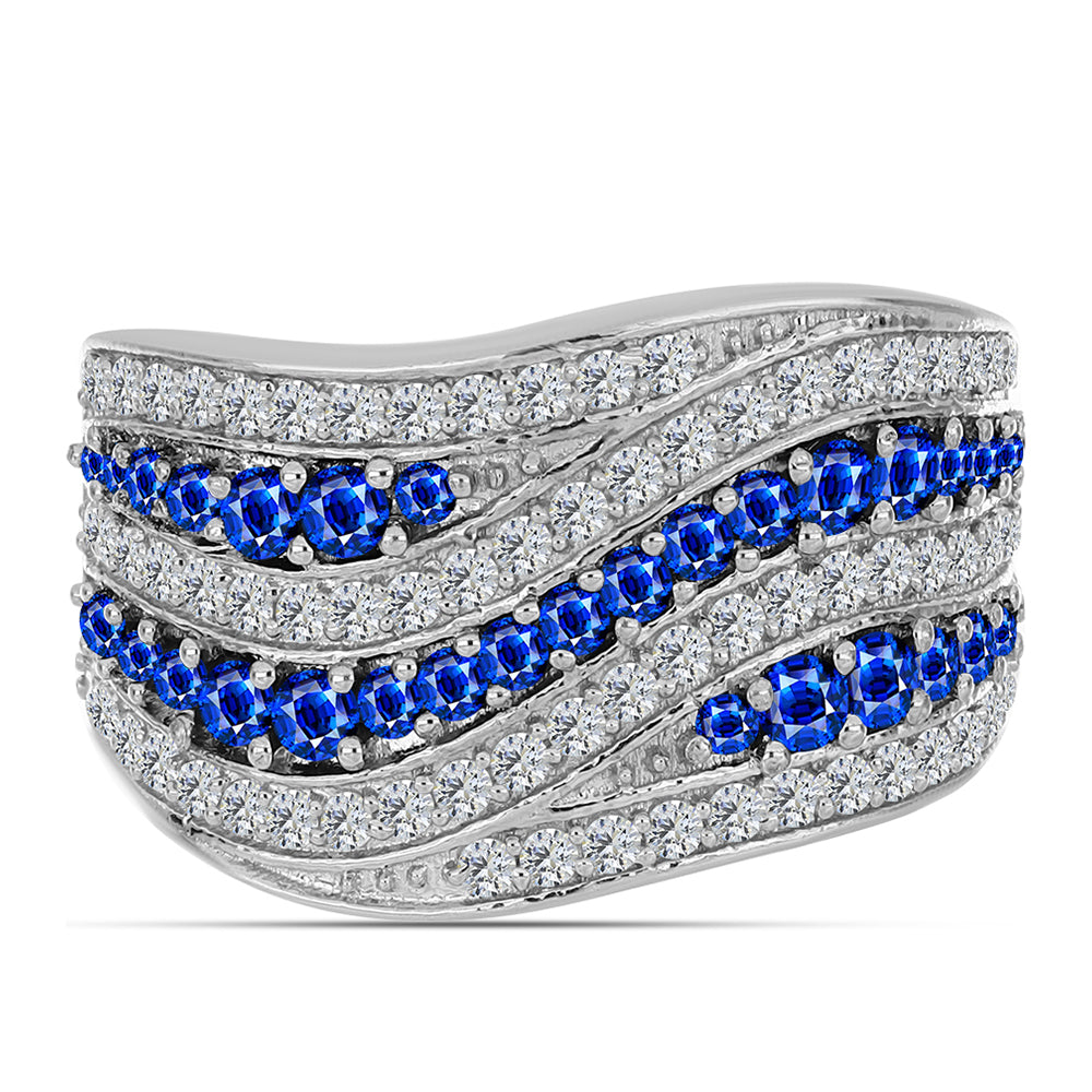 Silberring mit australischem blauem Saphir und weißem Topas 1