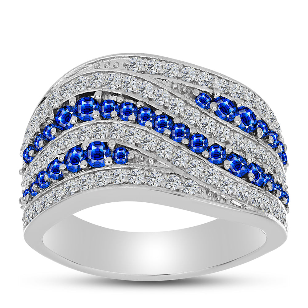 Silberring mit australischem blauem Saphir und weißem Topas 3