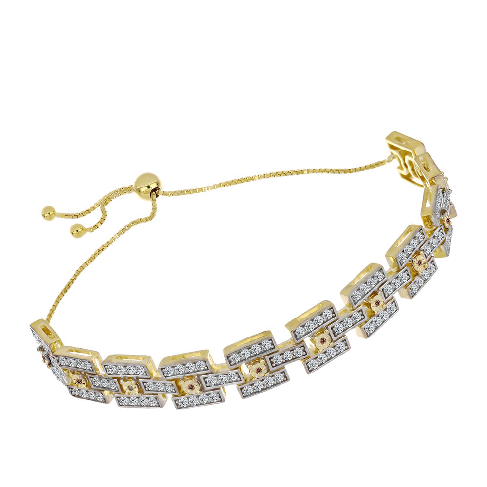 Goldplattiertes Silberarmband mit Cognac-Diamant und weißem Topas