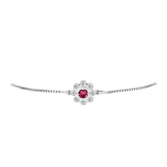 Silberarmband mit Rubellit aus Cruzeiro und weißem Topas