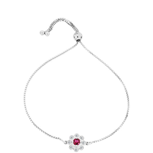 Silberarmband mit Rubellit aus Cruzeiro und weißem Topas