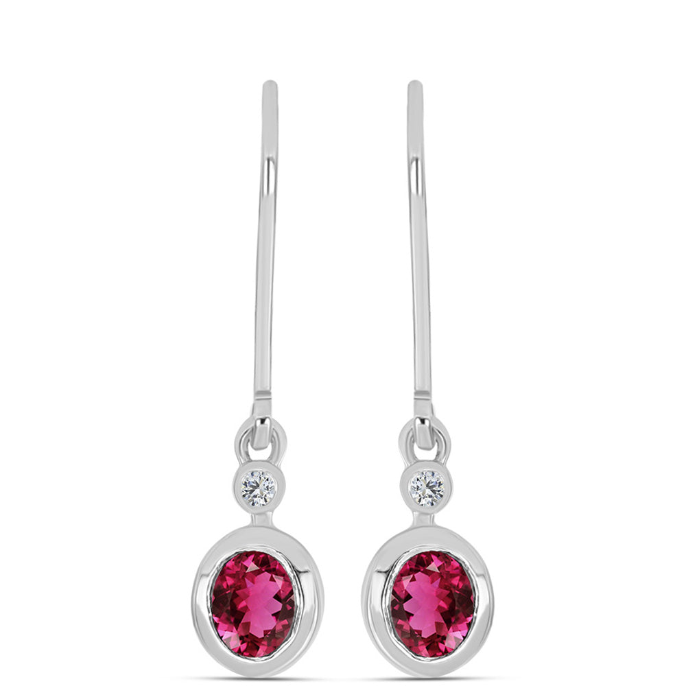 Silberohrringe mit Rubellit aus Cruzeiro und weißem Topas 1