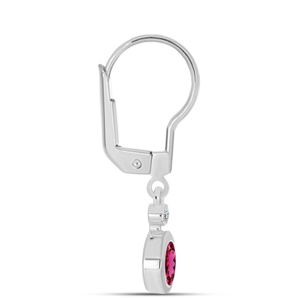 Silberohrringe mit Rubellit aus Cruzeiro und weißem Topas