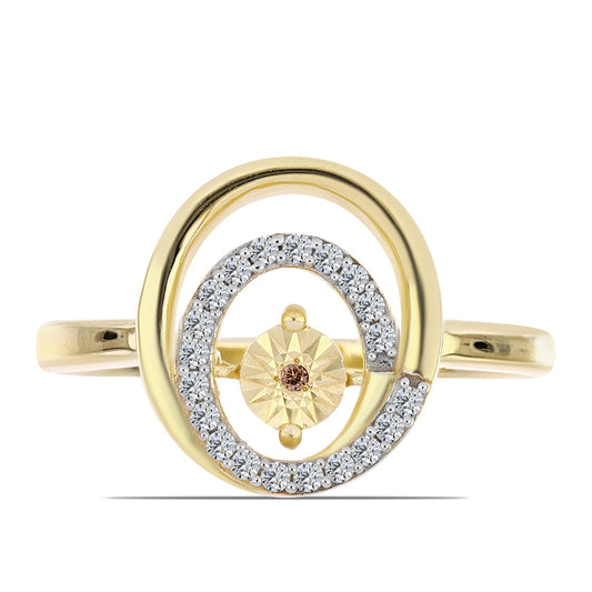 Goldplattierter Silberring mit Cognac-Diamant und weißem Topas