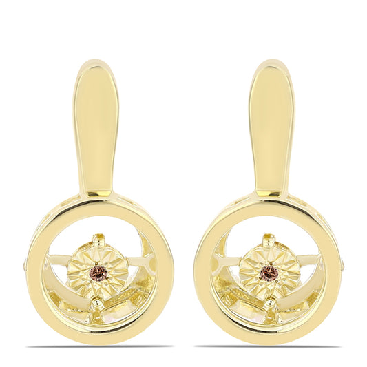 Goldplattierte Silberohrringe mit Cognac-Diamant