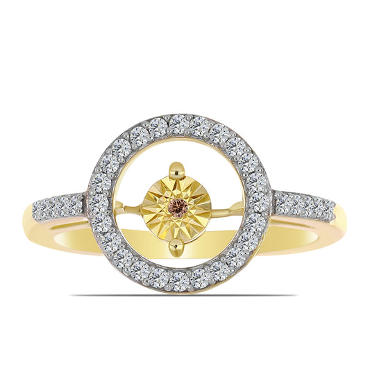 Goldplattierter Silberring mit Cognac-Diamant und weißem Topas