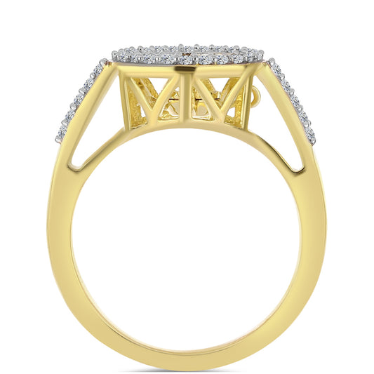 Goldplattierter Silberring mit Cognac-Diamant und weißem Topas