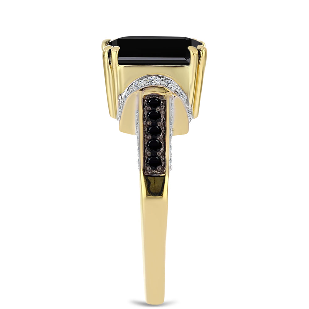 Goldplattierter Silberring mit schwarzem Onyx