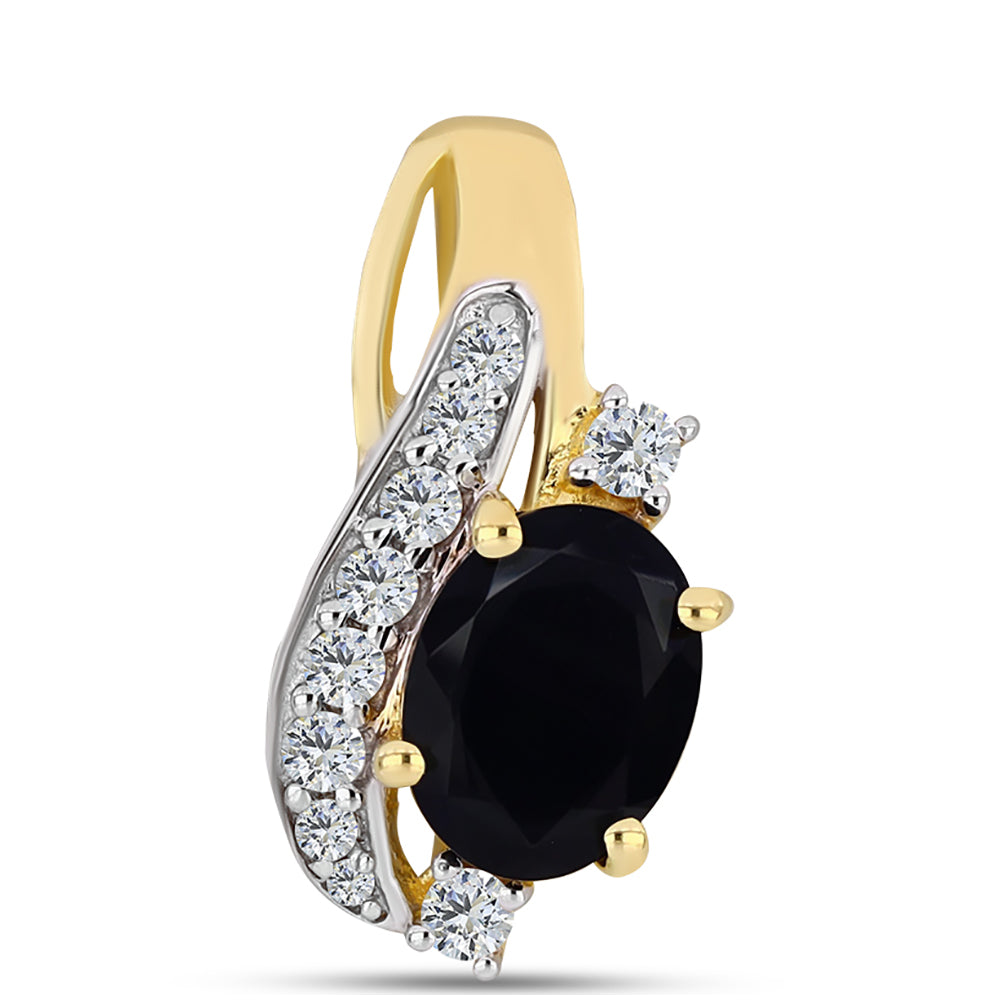 Goldplattierter Silberanhänger mit schwarzem Onyx und weißem Topas