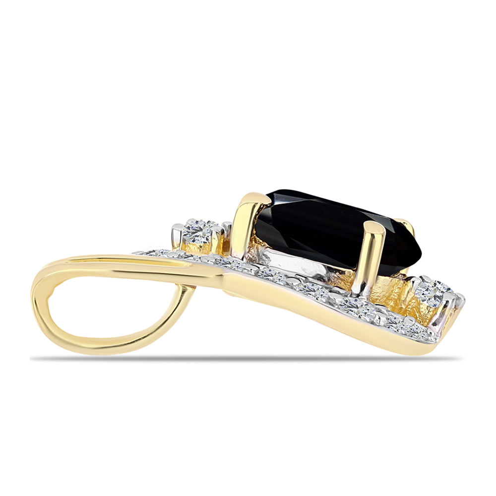 Goldplattierter Silberanhänger mit schwarzem Onyx und weißem Topas