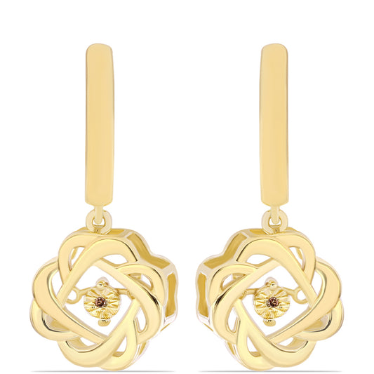 Goldplattierte Silberohrringe mit Cognac-Diamant