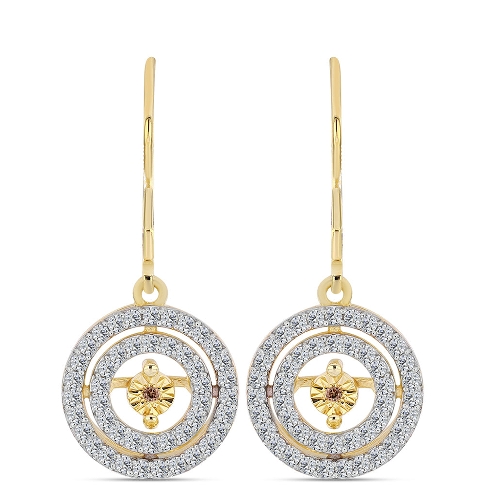 Goldplattierte Silberohrringe mit Cognac-Diamant und weißem Topas 1