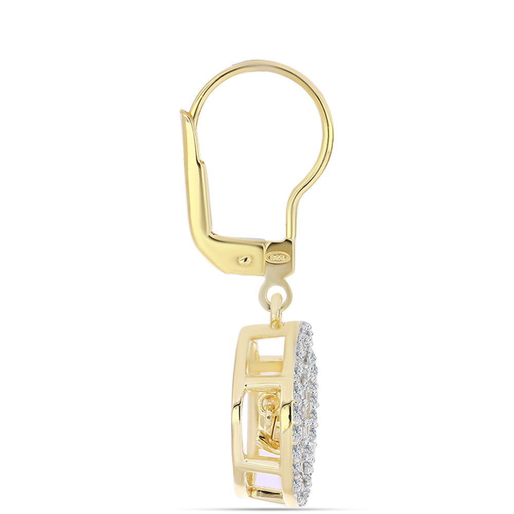 Goldplattierte Silberohrringe mit Cognac-Diamant und weißem Topas 2