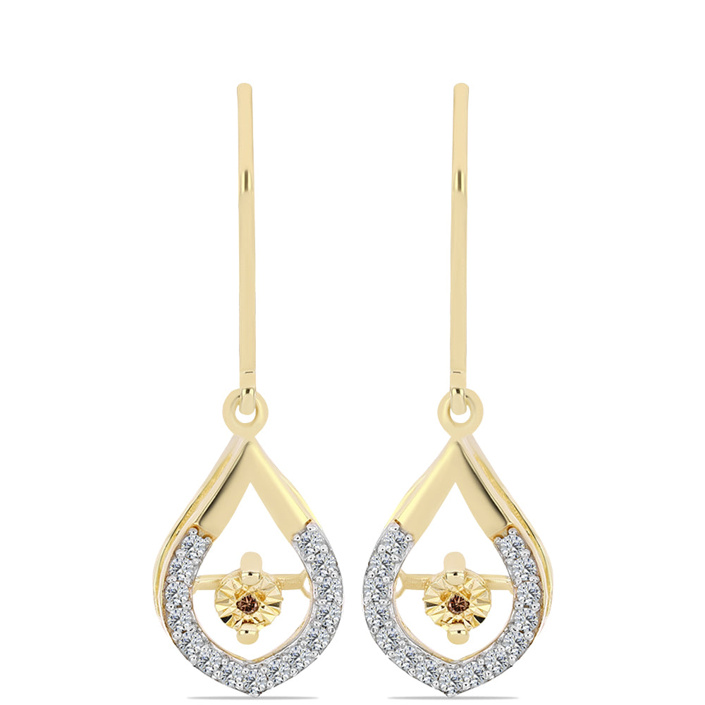 Goldplattierte Silberohrringe mit Cognac-Diamant und weißem Topas