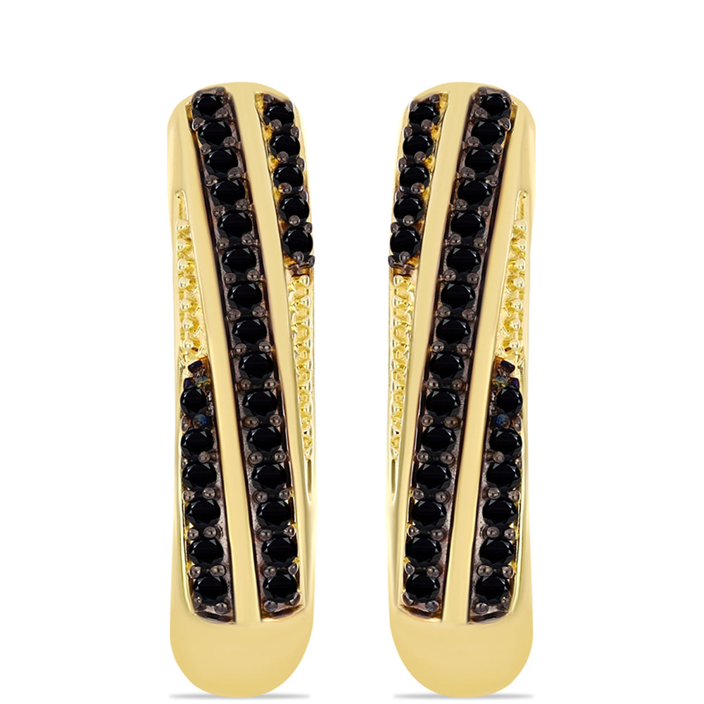 Goldplattierte Silberohrringe mit schwarzem Onyx 1