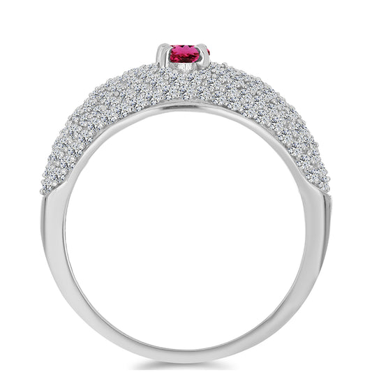 Silberring mit Rubellit aus Cruzeiro und weißem Topas