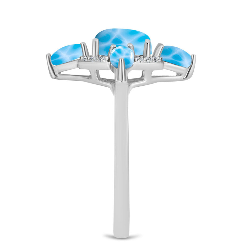 Silberring mit Larimar aus Barahona und weißem Topas