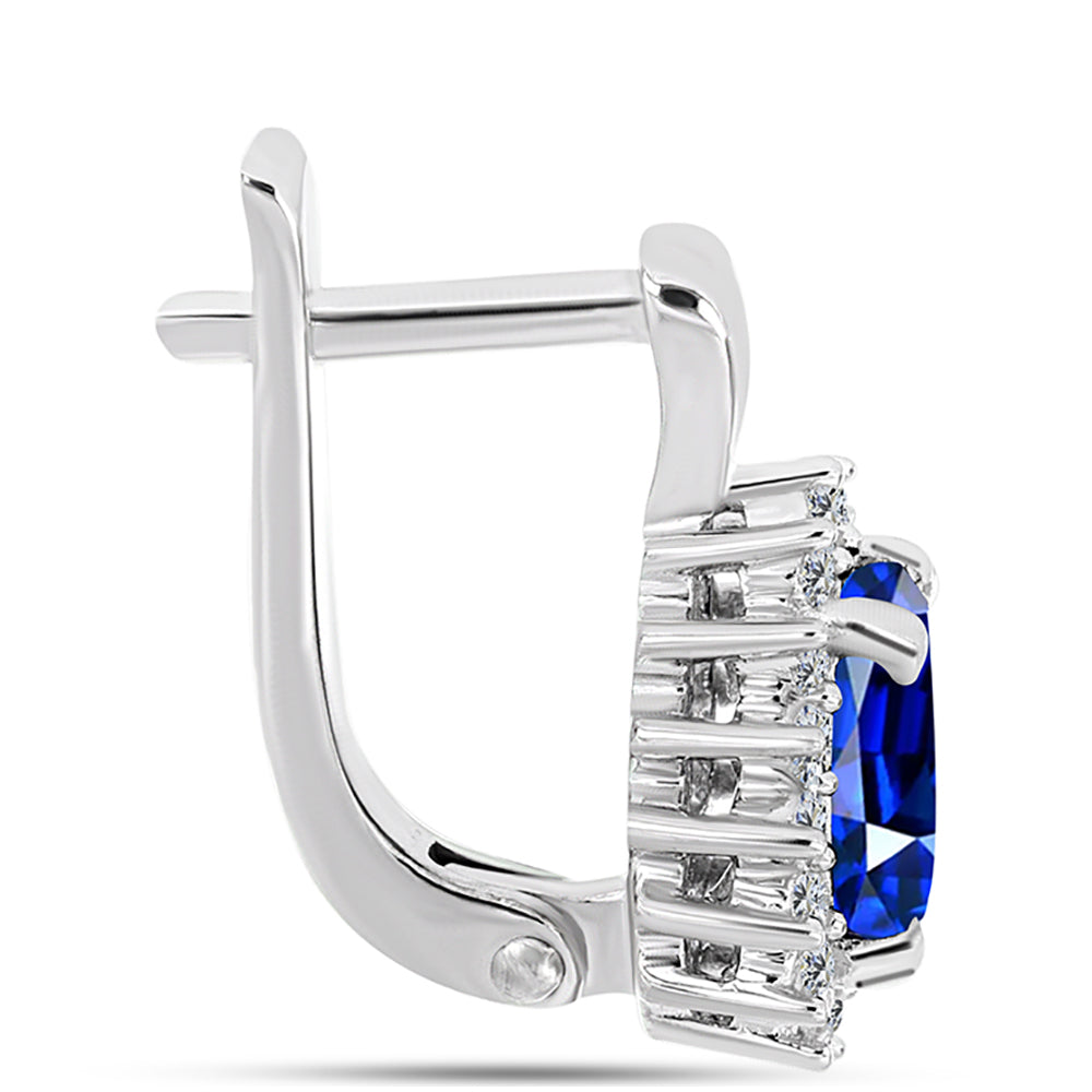 Silberohrringe mit australischem blauem Saphir und weißem Topas