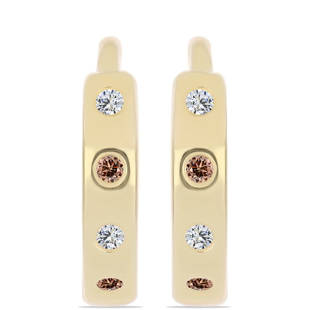 Goldplattierte Silberohrringe mit Cognac-Diamant und weißem Topas