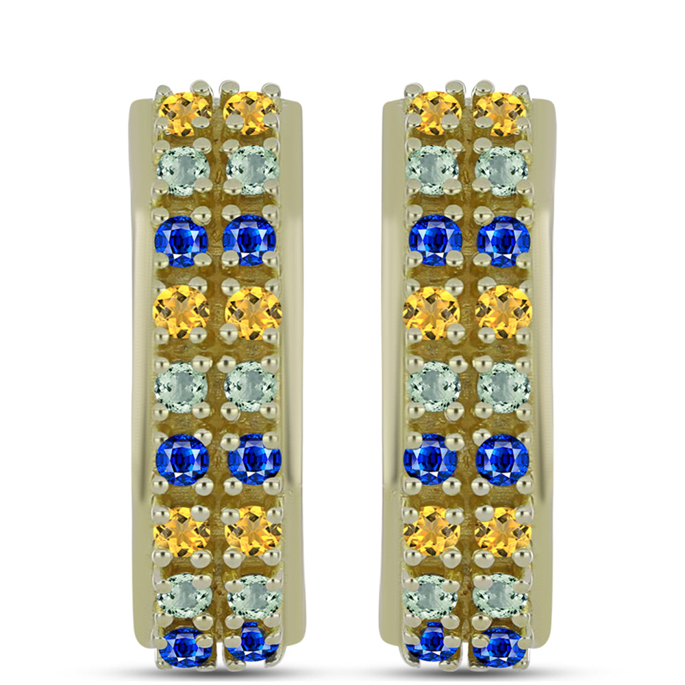 Goldplattierte Silberohrringe mit Regenbogensaphir 1