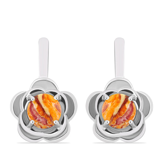 Silberohrringe mit Löwenpfoten-Jaspis