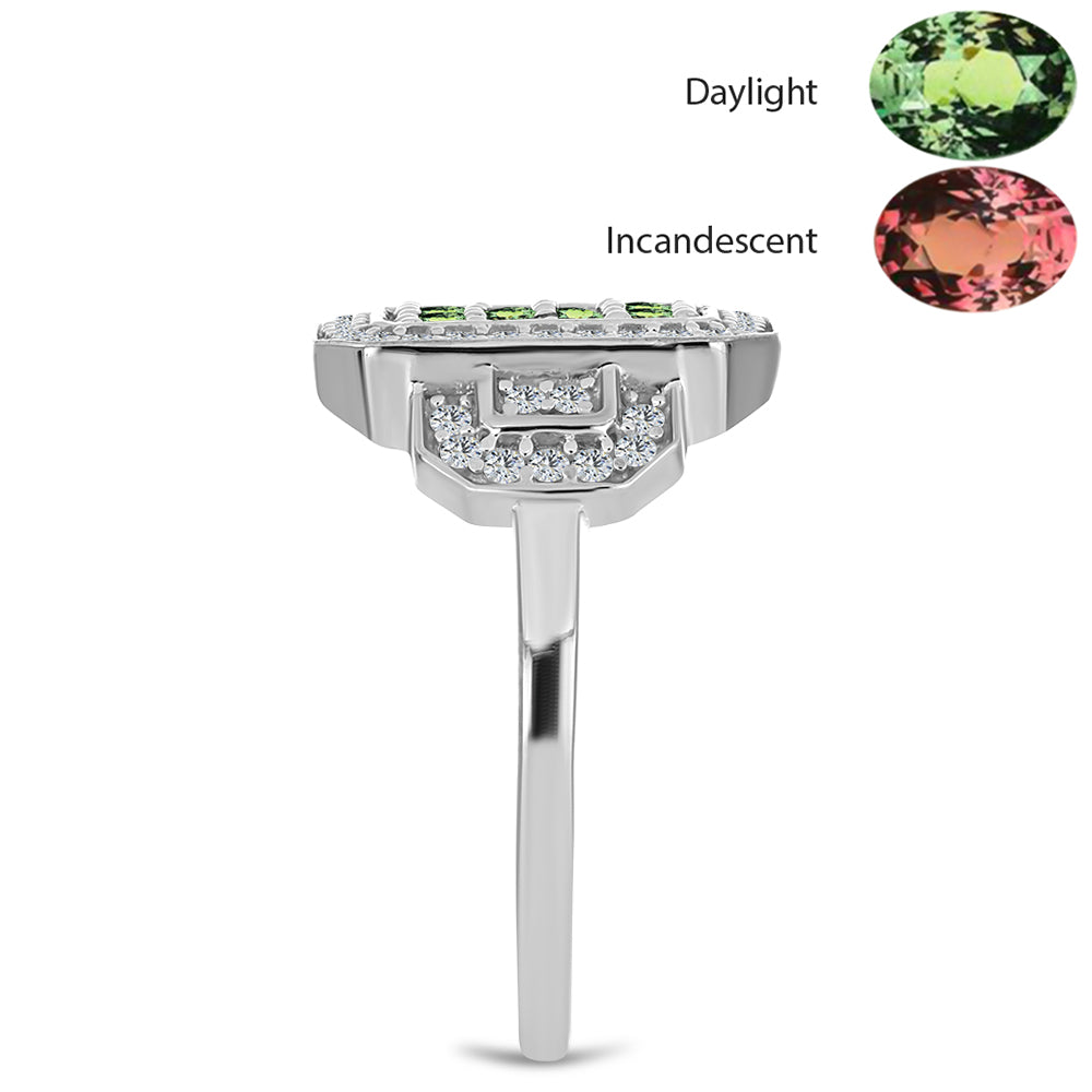 Silberring mit natürlichem Alexandrit und weißem Topas