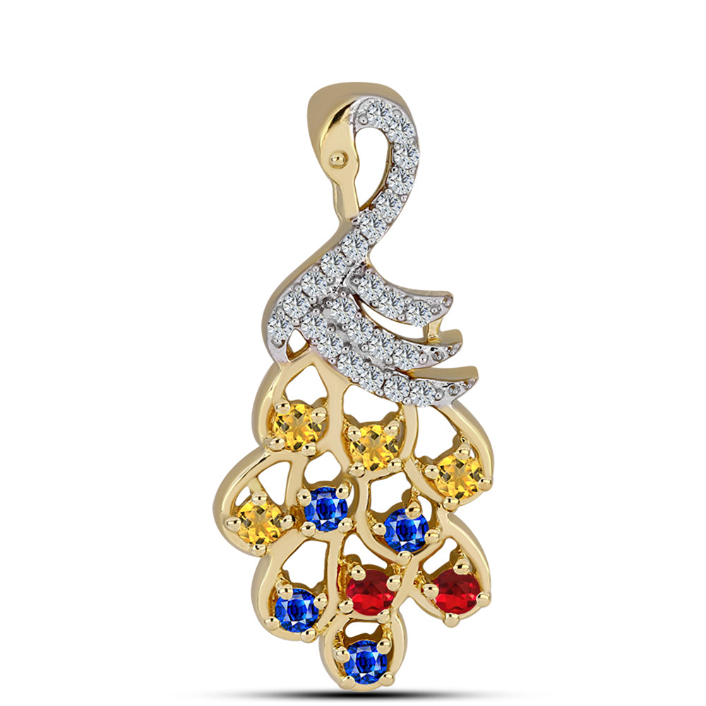 Goldplattierter Silberanhänger mit Regenbogensaphir und weißem Topas 1