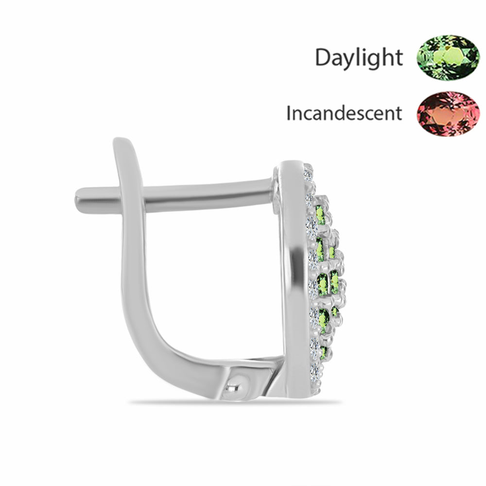 Silberohrringe mit natürlichem Alexandrit und weißem Topas