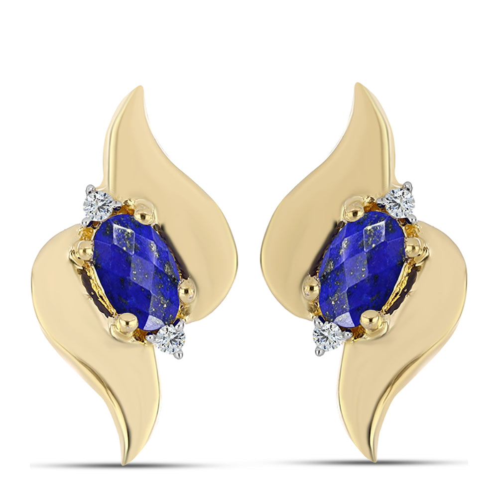 Goldplattierte Silberohrringe mit Lapislazuli und weißem Topas 1