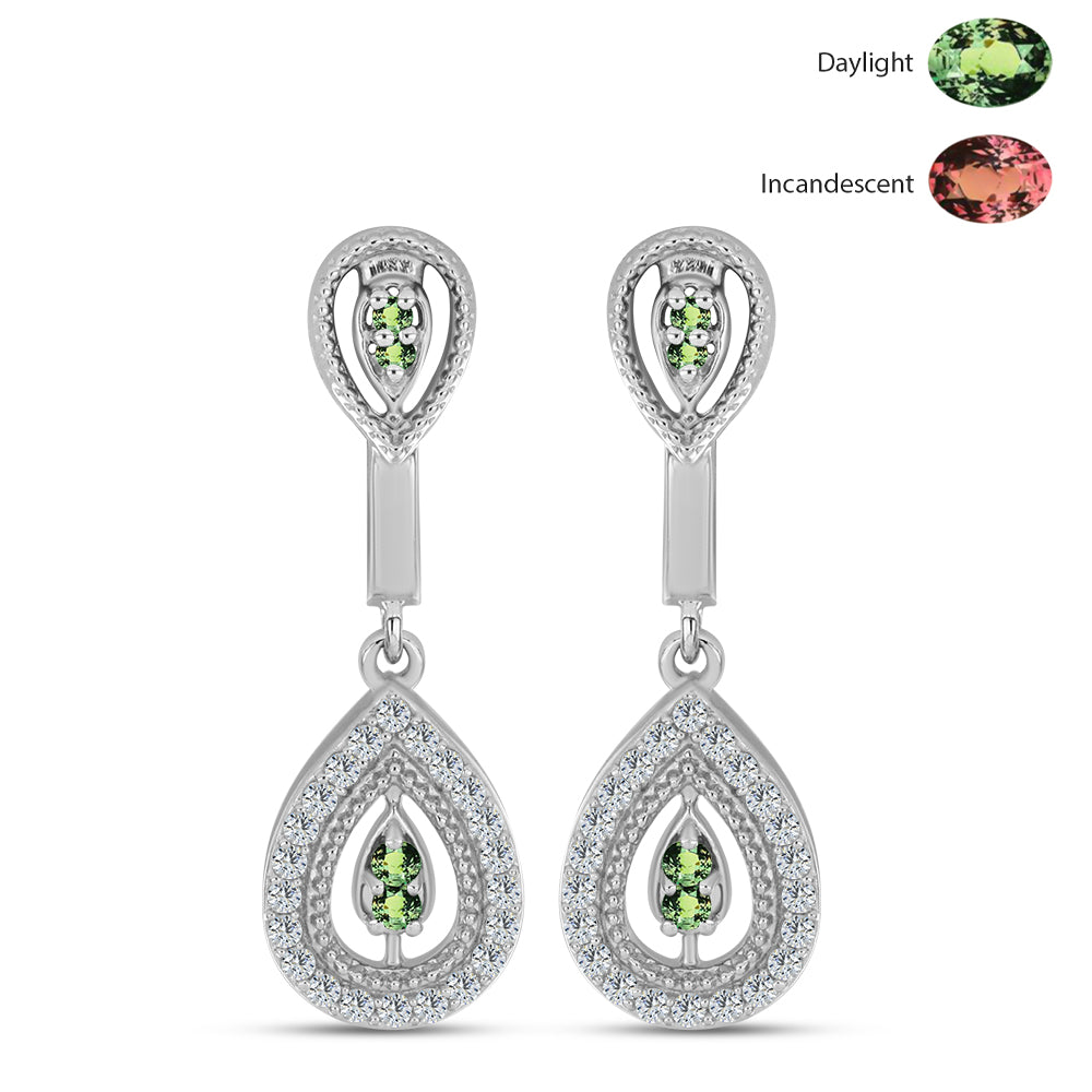 Silberohrringe mit natürlichem Alexandrit und weißem Topas