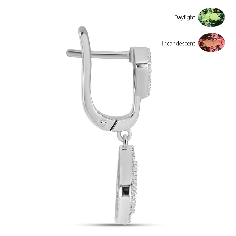 Silberohrringe mit natürlichem Alexandrit und weißem Topas 2