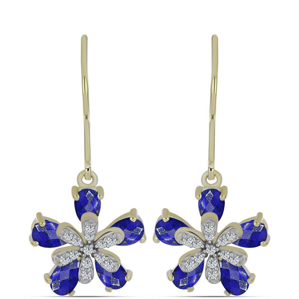 Goldplattierte Silberohrringe mit Lapislazuli und weißem Topas