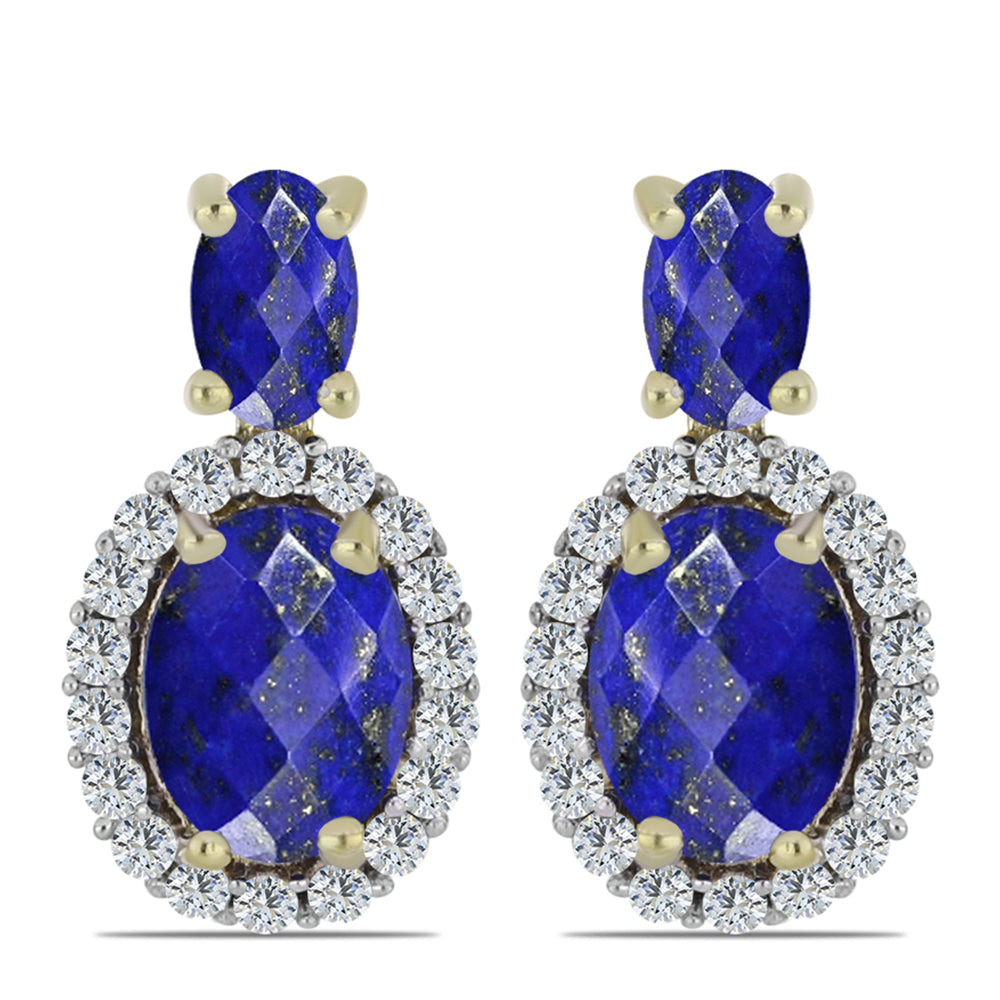 Goldplattierte Silberohrringe mit Lapislazuli und weißem Topas 1