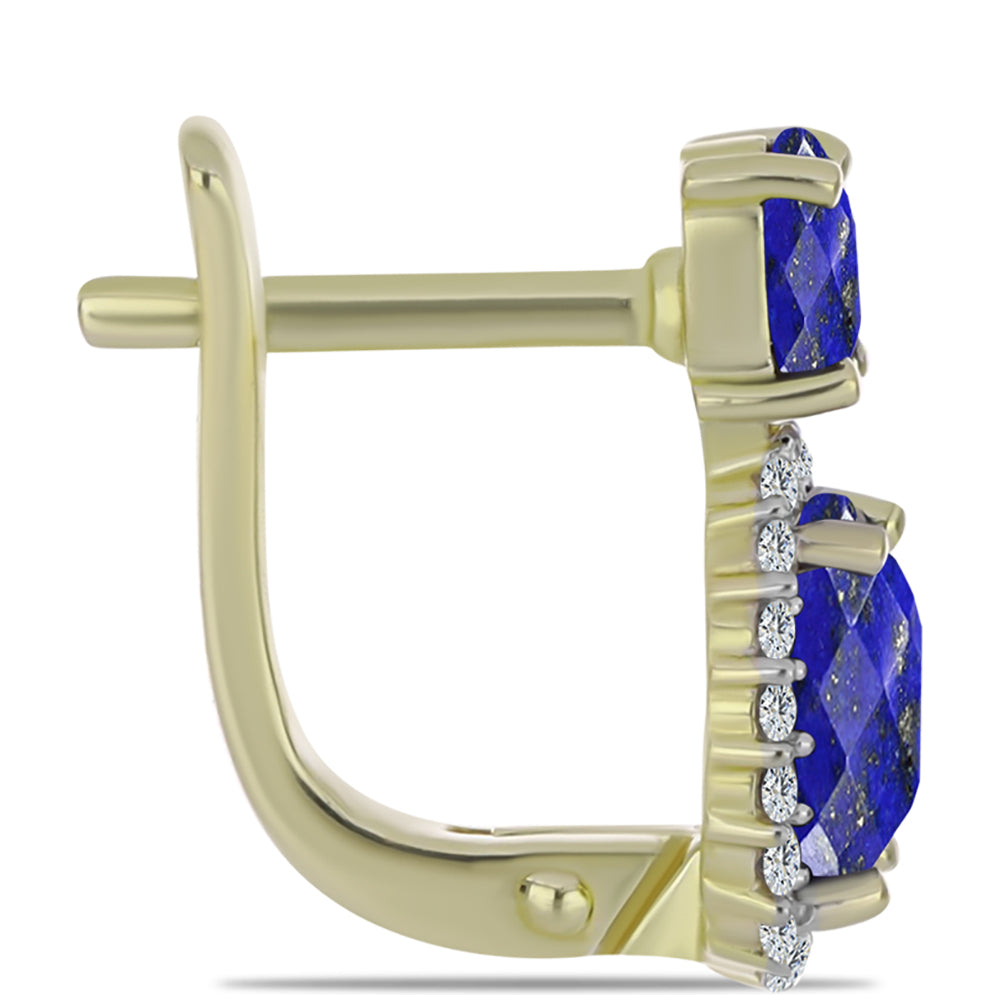 Goldplattierte Silberohrringe mit Lapislazuli und weißem Topas 2