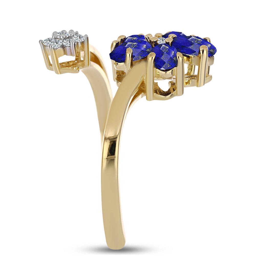 Goldplattierter Silberring mit Lapislazuli und weißem Topas