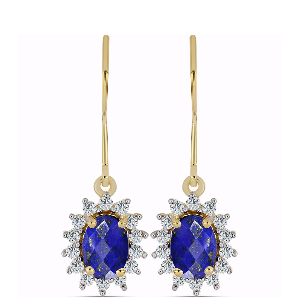 Goldplattierte Silberohrringe mit Lapislazuli und weißem Topas