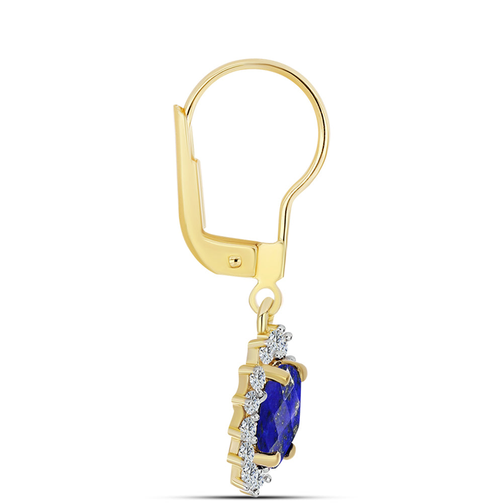 Goldplattierte Silberohrringe mit Lapislazuli und weißem Topas