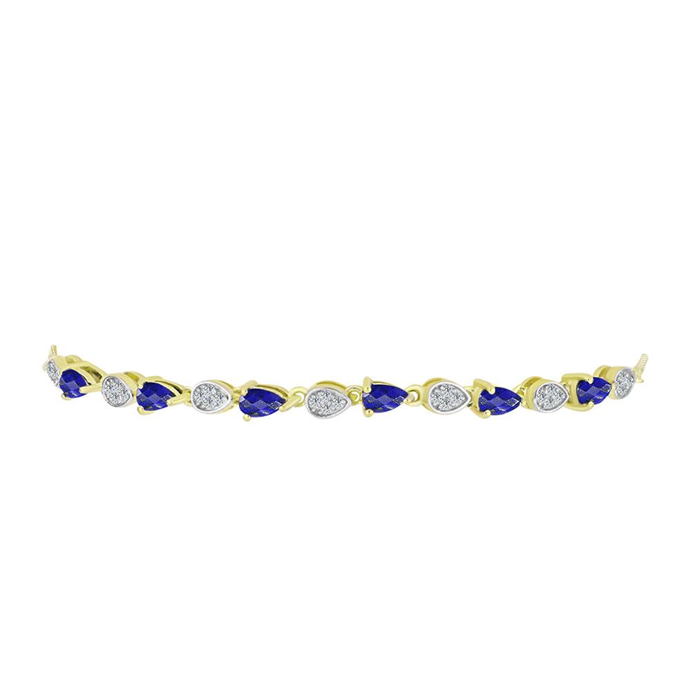 Goldplattiertes Silberarmband mit Lapislazuli und weißem Topas 2