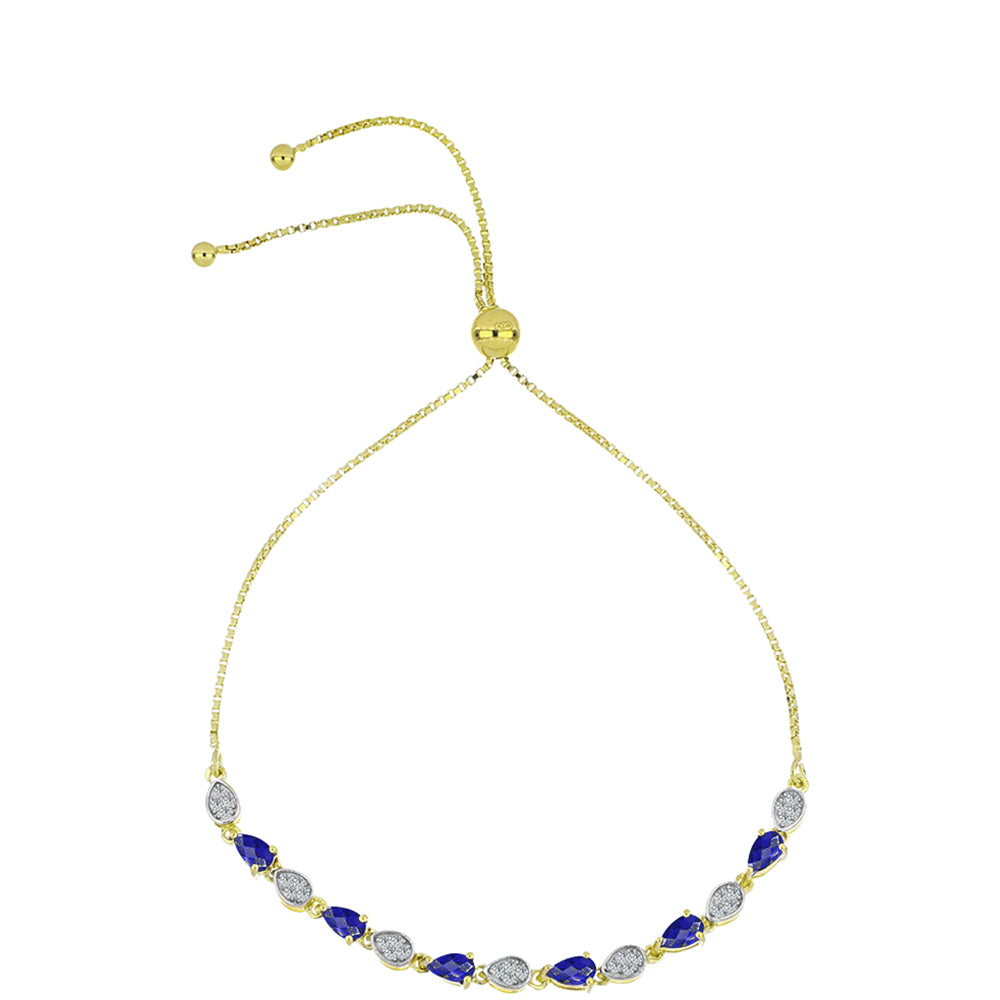Goldplattiertes Silberarmband mit Lapislazuli und weißem Topas 1