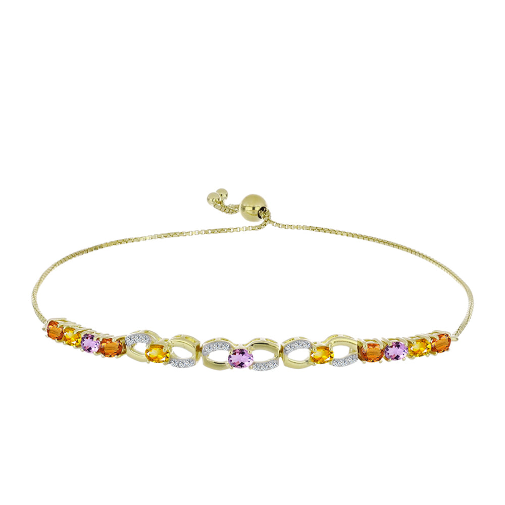 Goldplattiertes Silberarmband mit Regenbogensaphir und weißem Topas