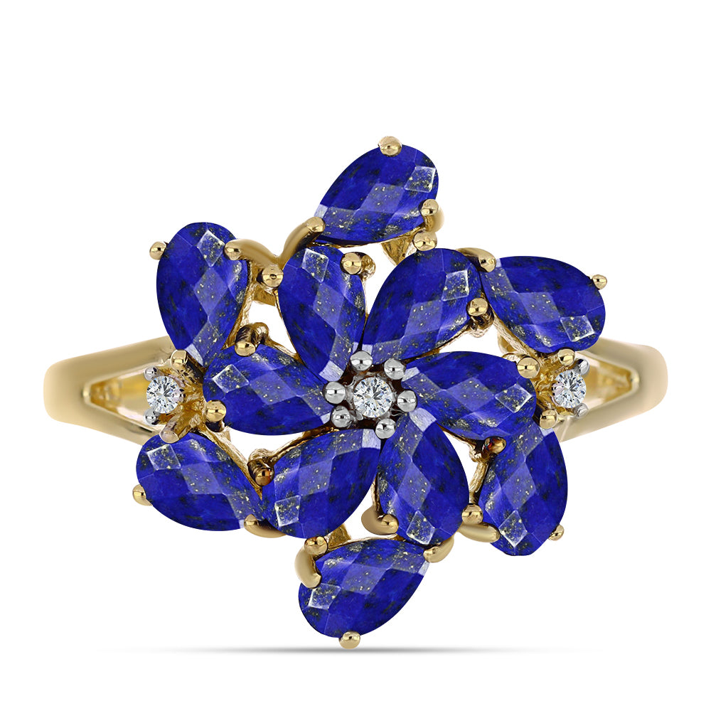 Goldplattierter Silberring mit Lapislazuli und weißem Topas